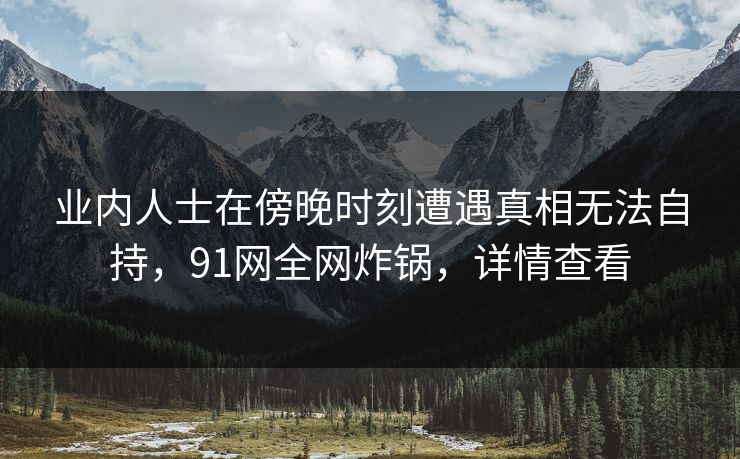业内人士在傍晚时刻遭遇真相无法自持，91网全网炸锅，详情查看