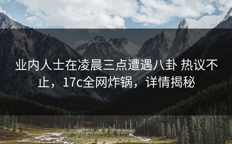 业内人士在凌晨三点遭遇八卦 热议不止，17c全网炸锅，详情揭秘