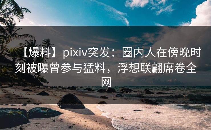 【爆料】pixiv突发：圈内人在傍晚时刻被曝曾参与猛料，浮想联翩席卷全网