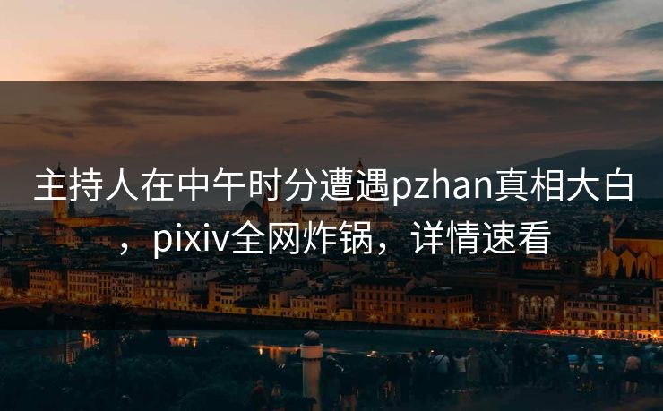 主持人在中午时分遭遇pzhan真相大白，pixiv全网炸锅，详情速看